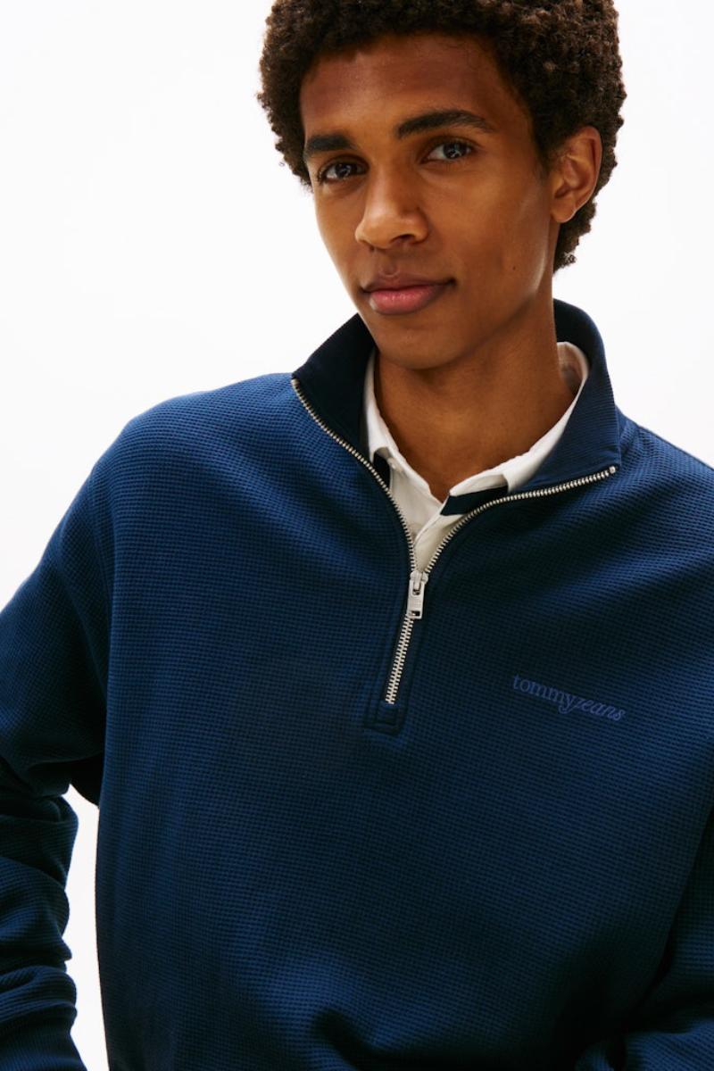 Tommy Jeans Waffle Script Sweatshirt Navy