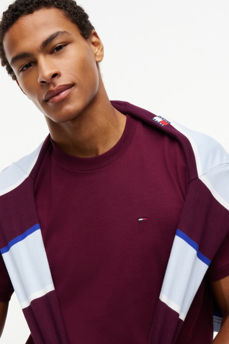 Tommy Jeans 22507 Relaxed Signature Flag T-Shirt Calypso Berry