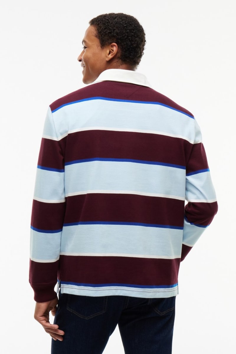 Tommy Jeans 23531 Relaxed Striped Rugby Shirt Calypso Berry Stripe