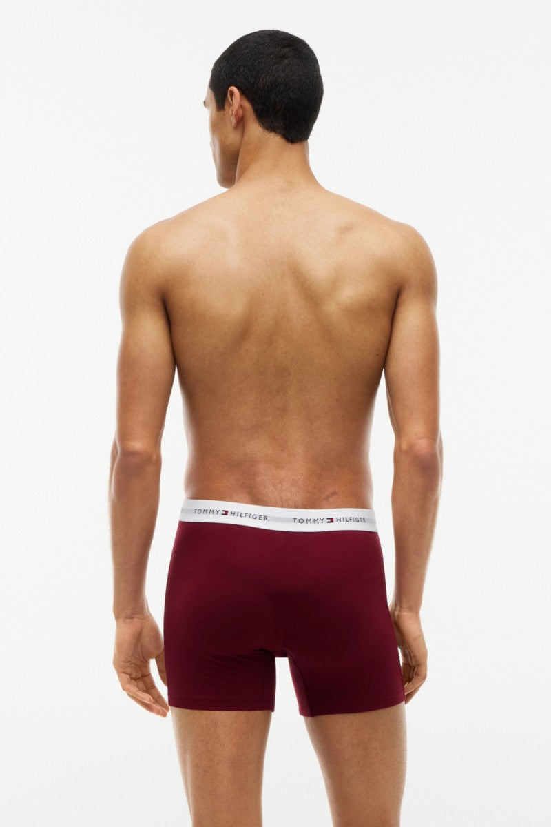 Tommy Hilfiger 38920 Signature Logo Boxer Briefs 3 Pack Opulent Blue Burgundy Blue Spell