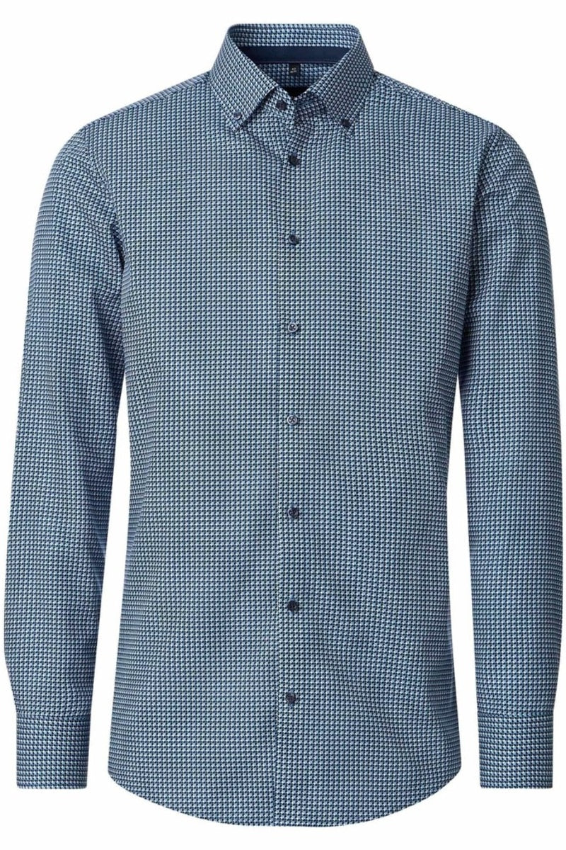 Venti 11730 Modern Fit Printed Cotton Shirt Blue