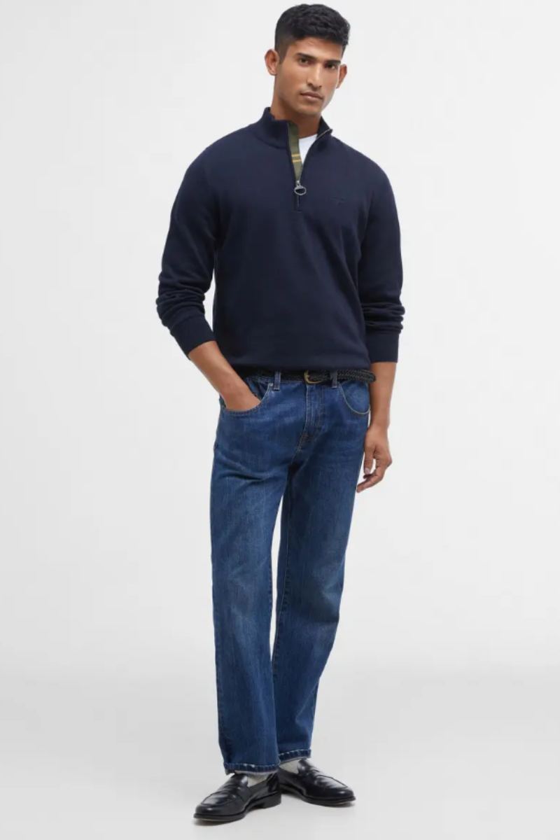 Barbour Cotton Half Zip Jumper Navy