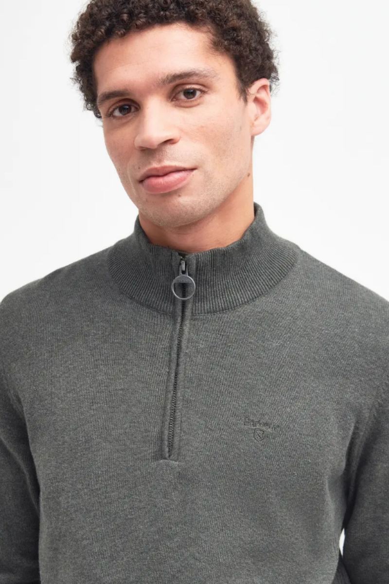 Barbour Cotton Half Zip Jumper Olive