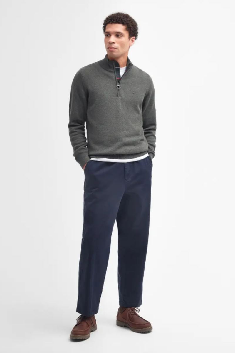 Barbour Cotton Half Zip Jumper Olive