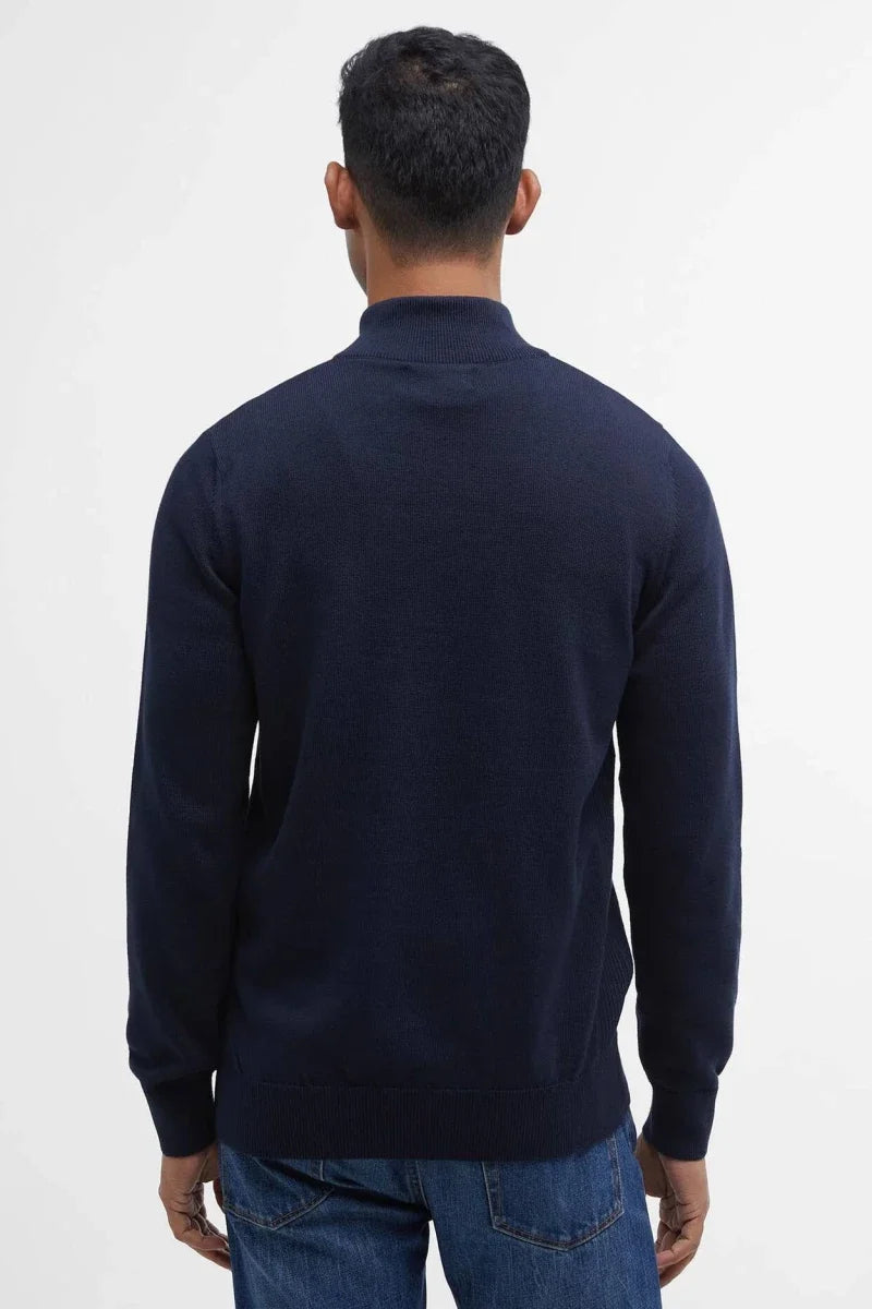 Barbour Cotton Half Zip Knit jumper navy, back view