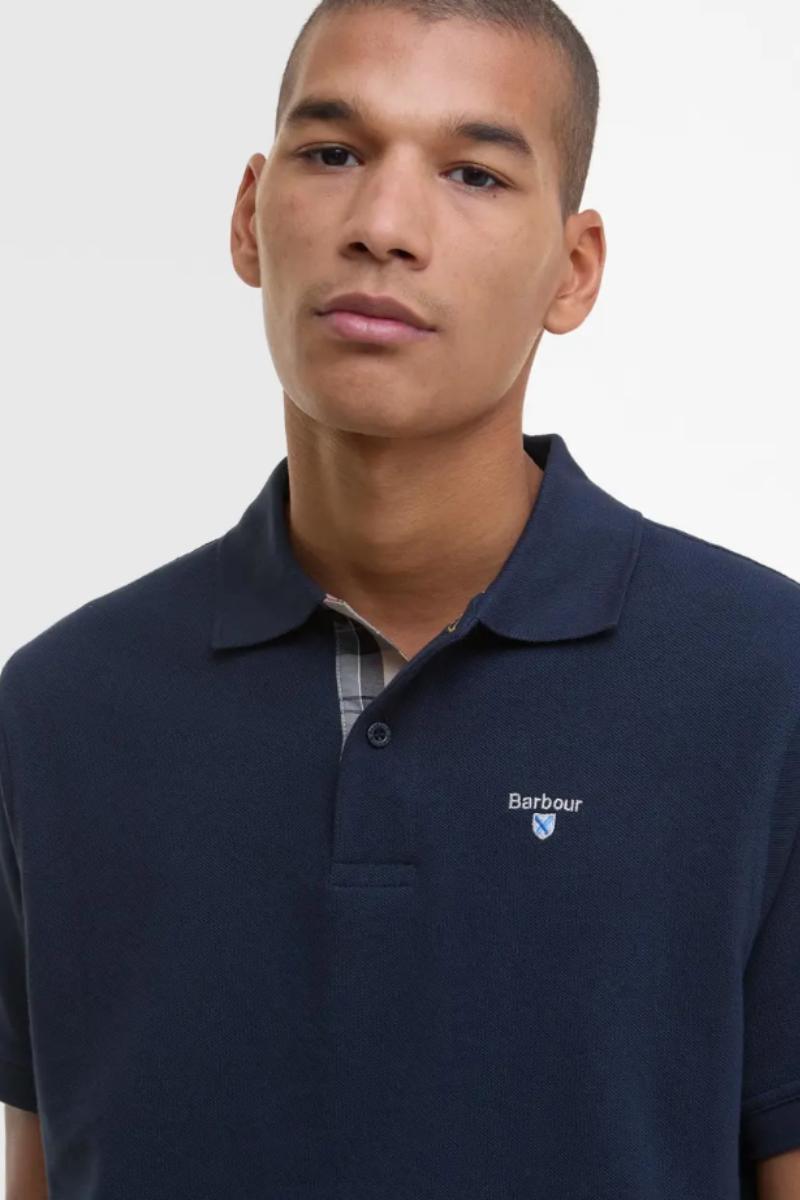 Barbour Tartan Pique Poloshirt Navy