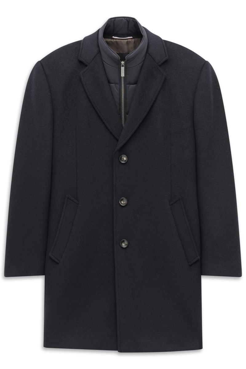 Bugatti 24203 Wool Blend Overcoat Navy