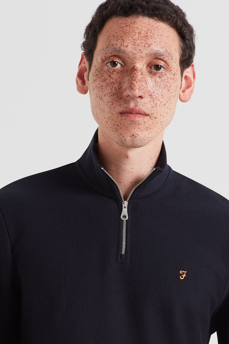 Farah Conrad Quarter Zip Sweatshirt True Navy