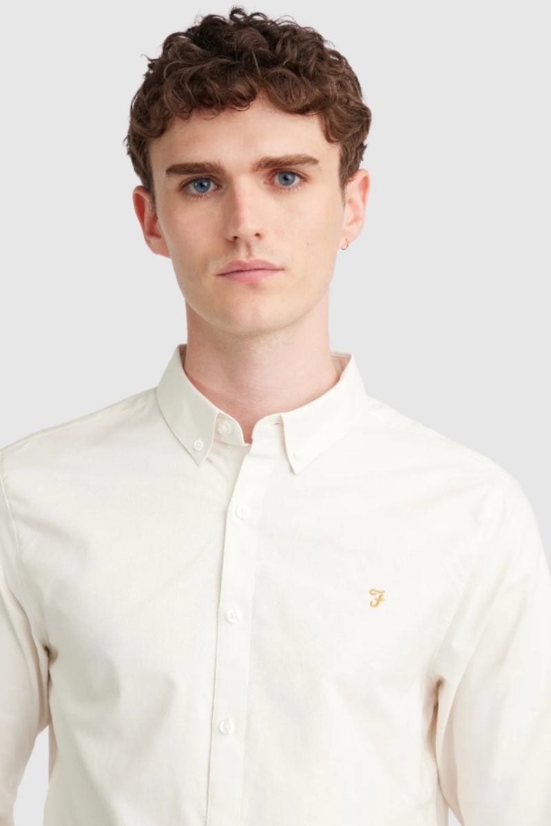 Farah Brewer Slim Shirt Ecru