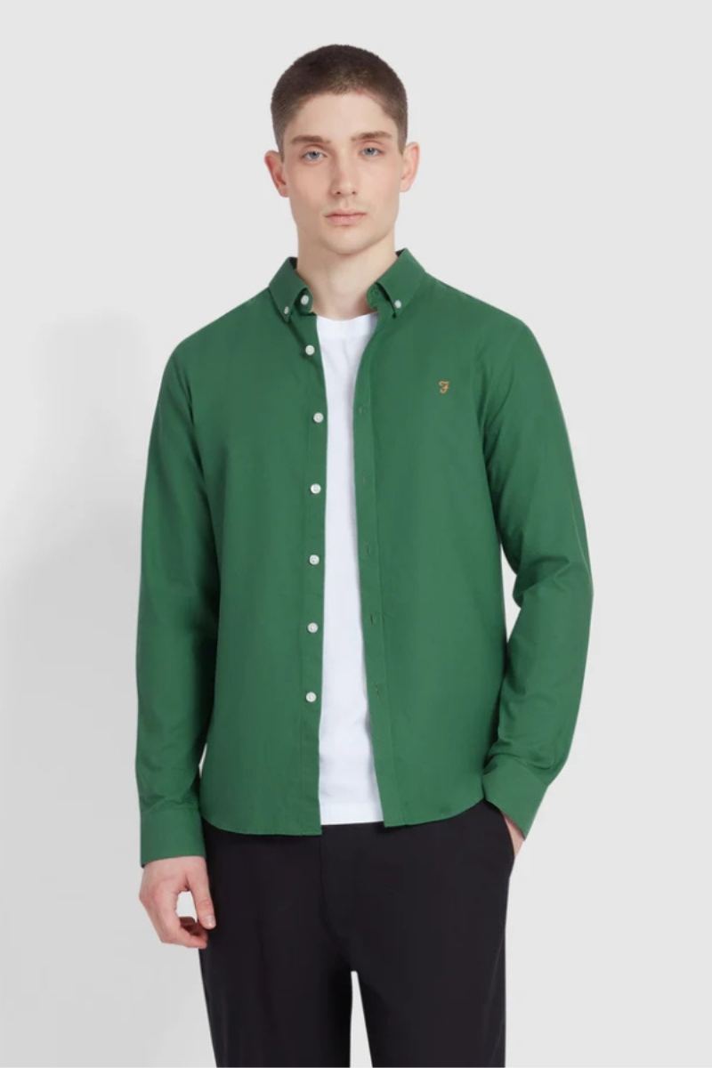 Farah Brewer Slim Shirt Green Meadow