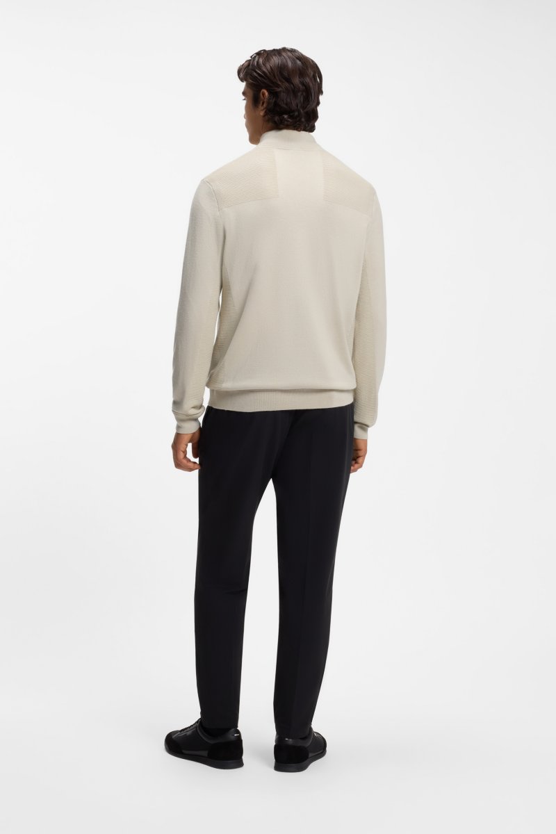 BOSS 50547898 Momentum-X Quarter Zip Knit Jumper Light Beige