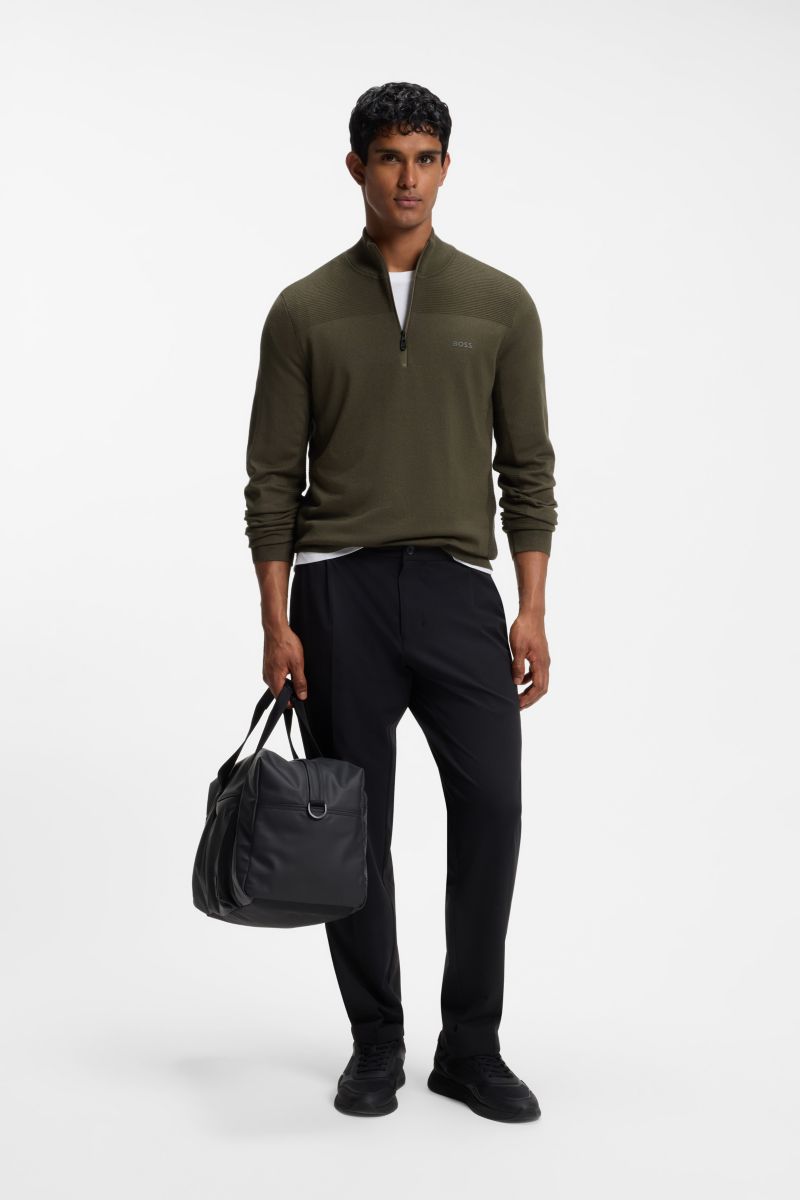 BOSS 50547898 Momentum-X Quarter Zip Knit Jumper Open Green
