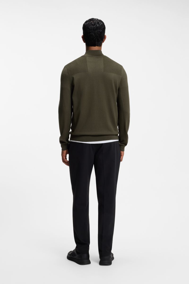 BOSS 50547898 Momentum-X Quarter Zip Knit Jumper Open Green