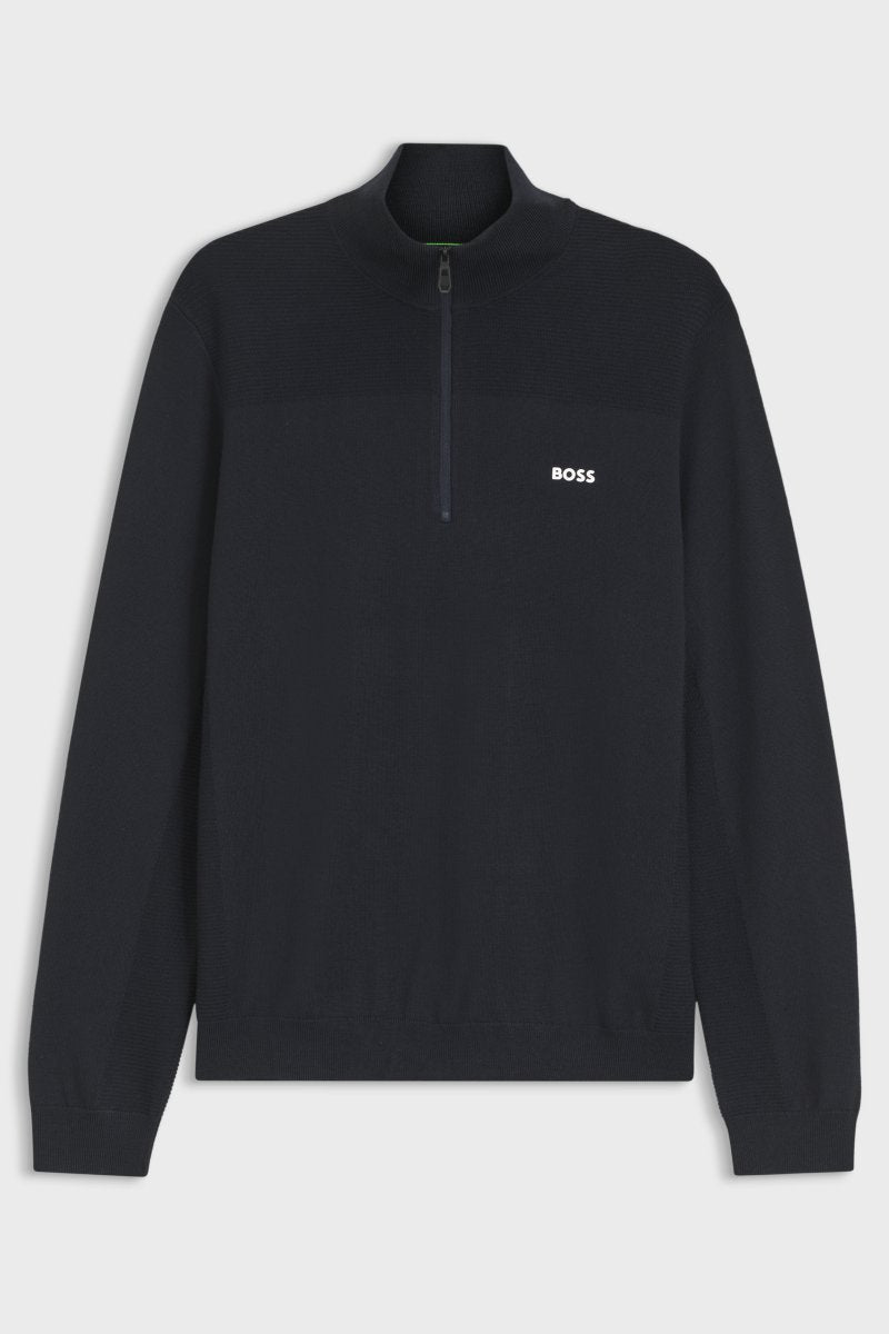 BOSS 50547898 Momentum-X Quarter Zip Knit Jumper Dark Blue