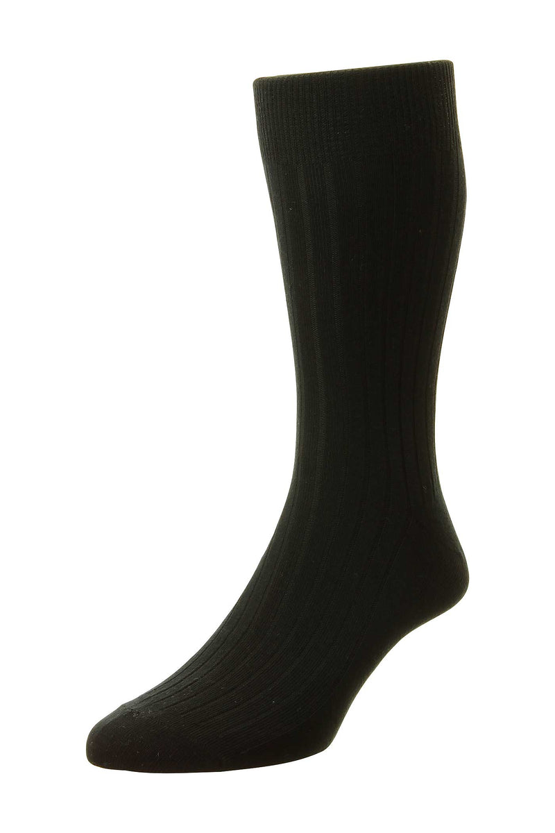 HJ Hall 111 Classic Rib Cotton Socks Black