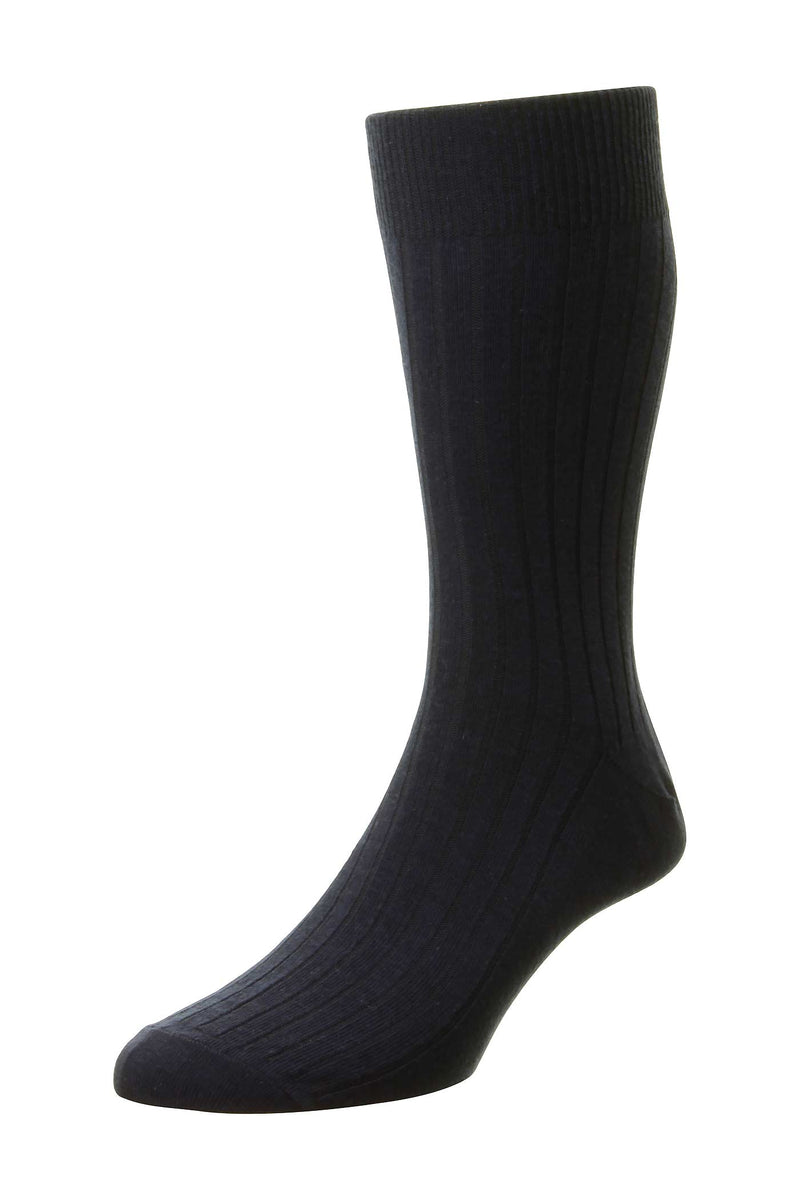HJ Hall 111 Classic Rib Cotton Socks Dark Navy