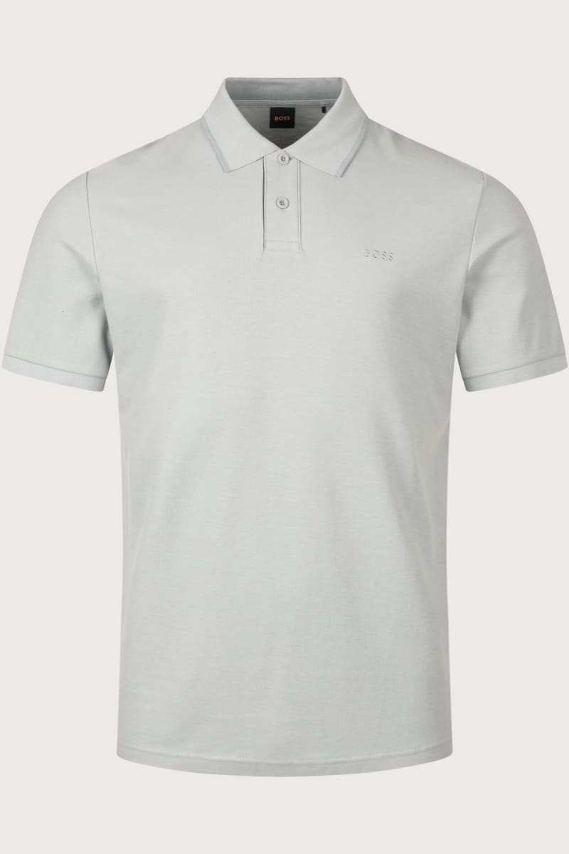 Boss Phoenix honeycomb piqué polo shirt in open grey