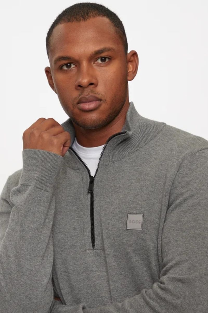 Hugo Kannobix 1/4 Zip Jumper Grey