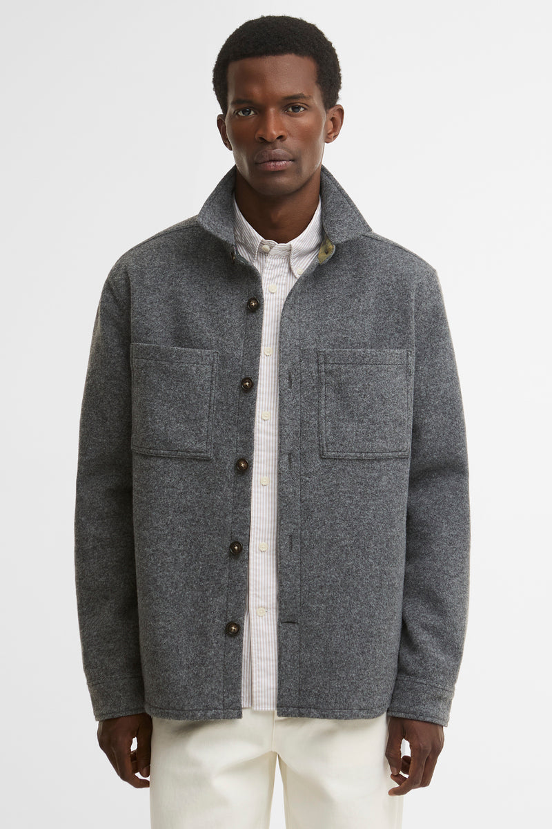 Barbour MOS0510 Marltown Tailored Fit Wool Blend Overshirt Dark Grey