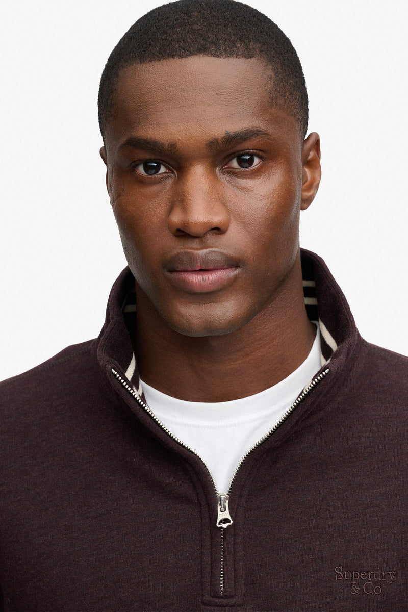 Superdry Essential Serif Logo Half Zip Sweatshirt - Heritage Port Marl