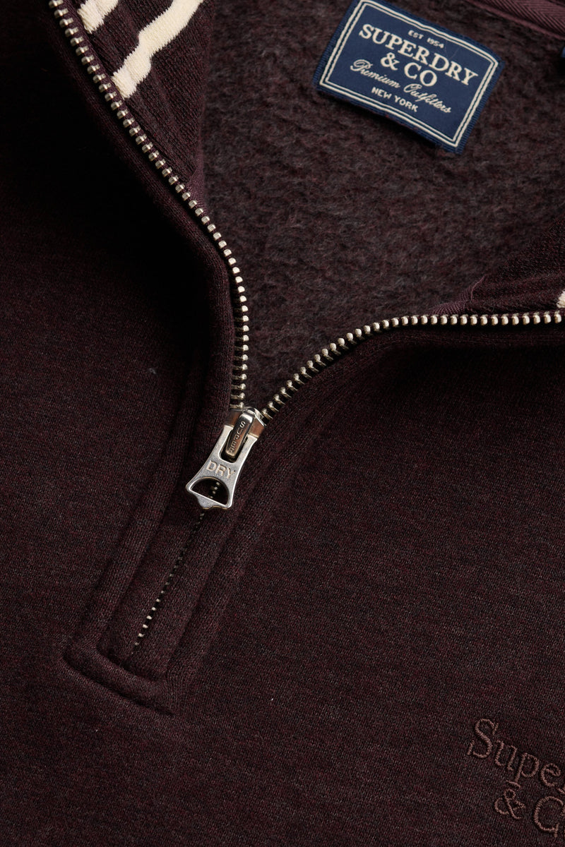 Superdry Essential Serif Logo Half Zip Sweatshirt - Heritage Port Marl