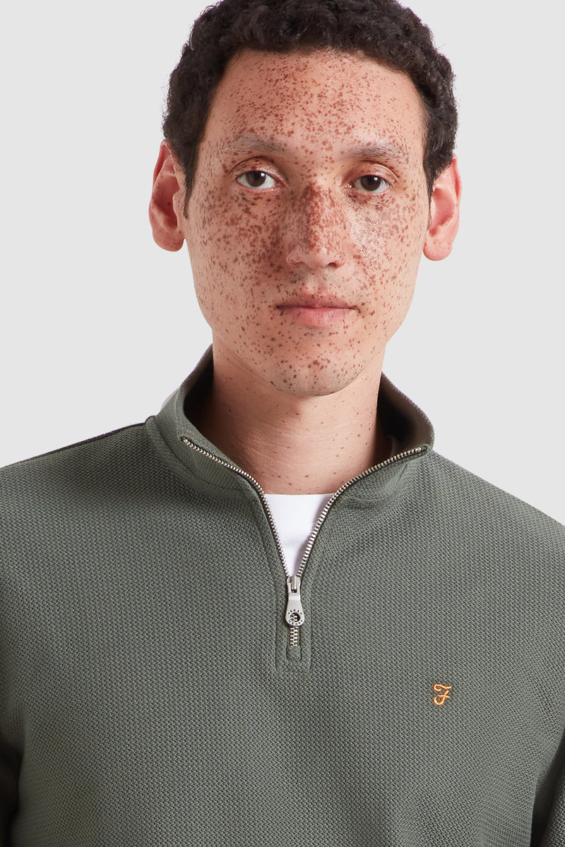 Farah Conrad Quarter Zip Sweatshirt Rosemary