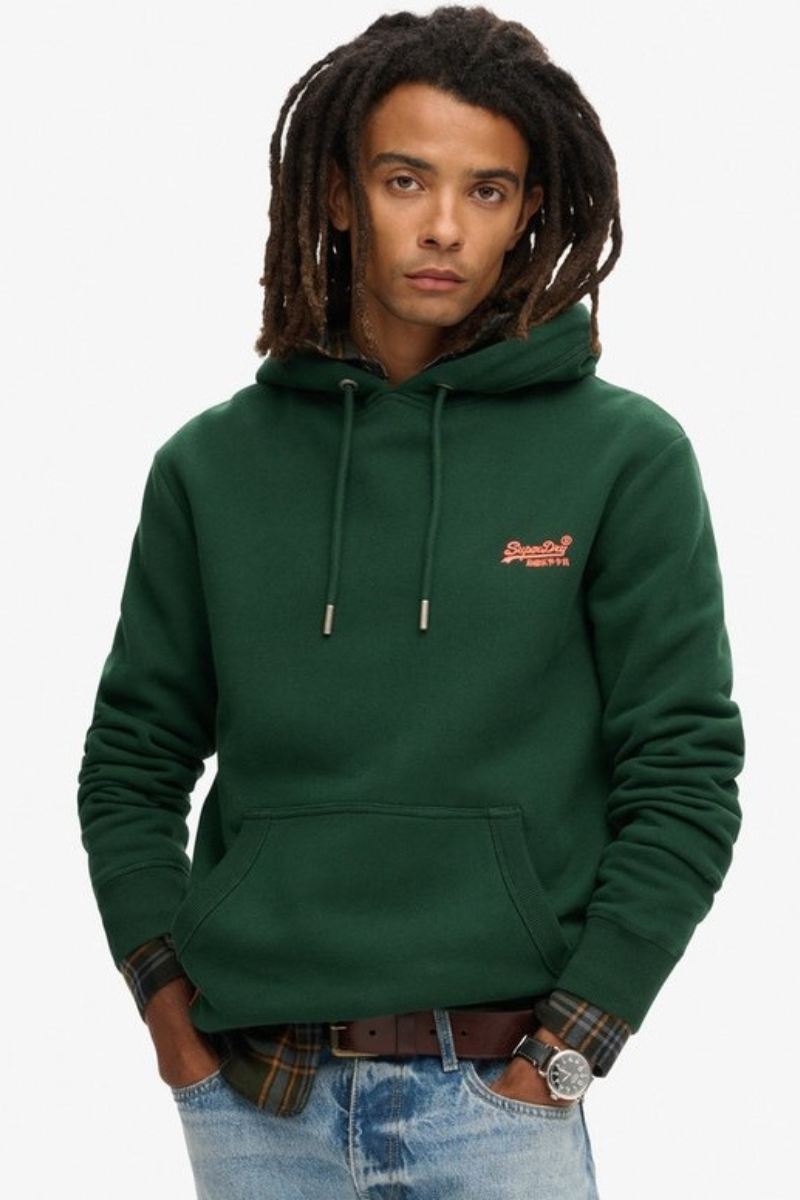 Superdry Ess Logo Hoodie Green/Orange