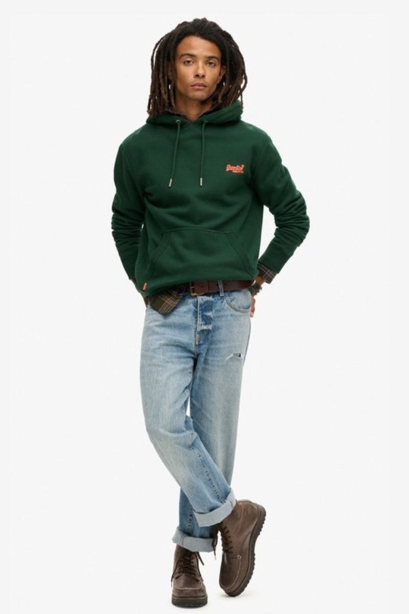 Superdry Ess Logo Hoodie Green/Orange