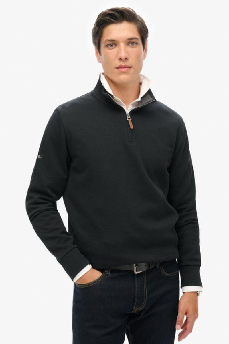 Superdry Core Pique Henley Black