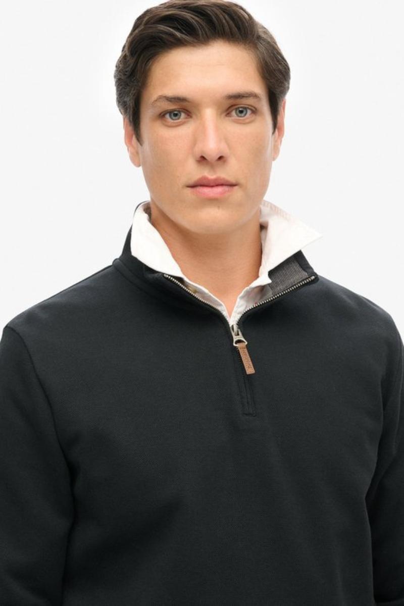 Superdry Core Pique Henley Black