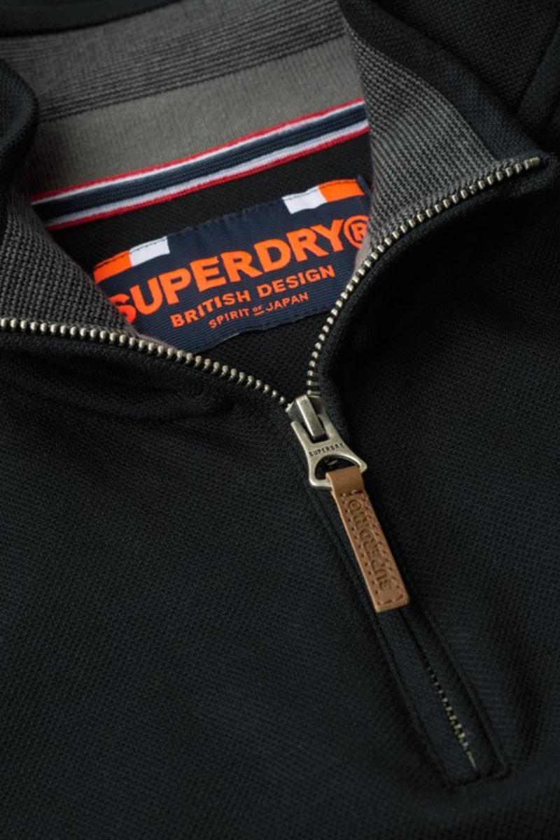 Superdry Core Pique Henley Black