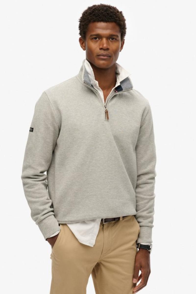 Superdry Core Pique Henley Grey