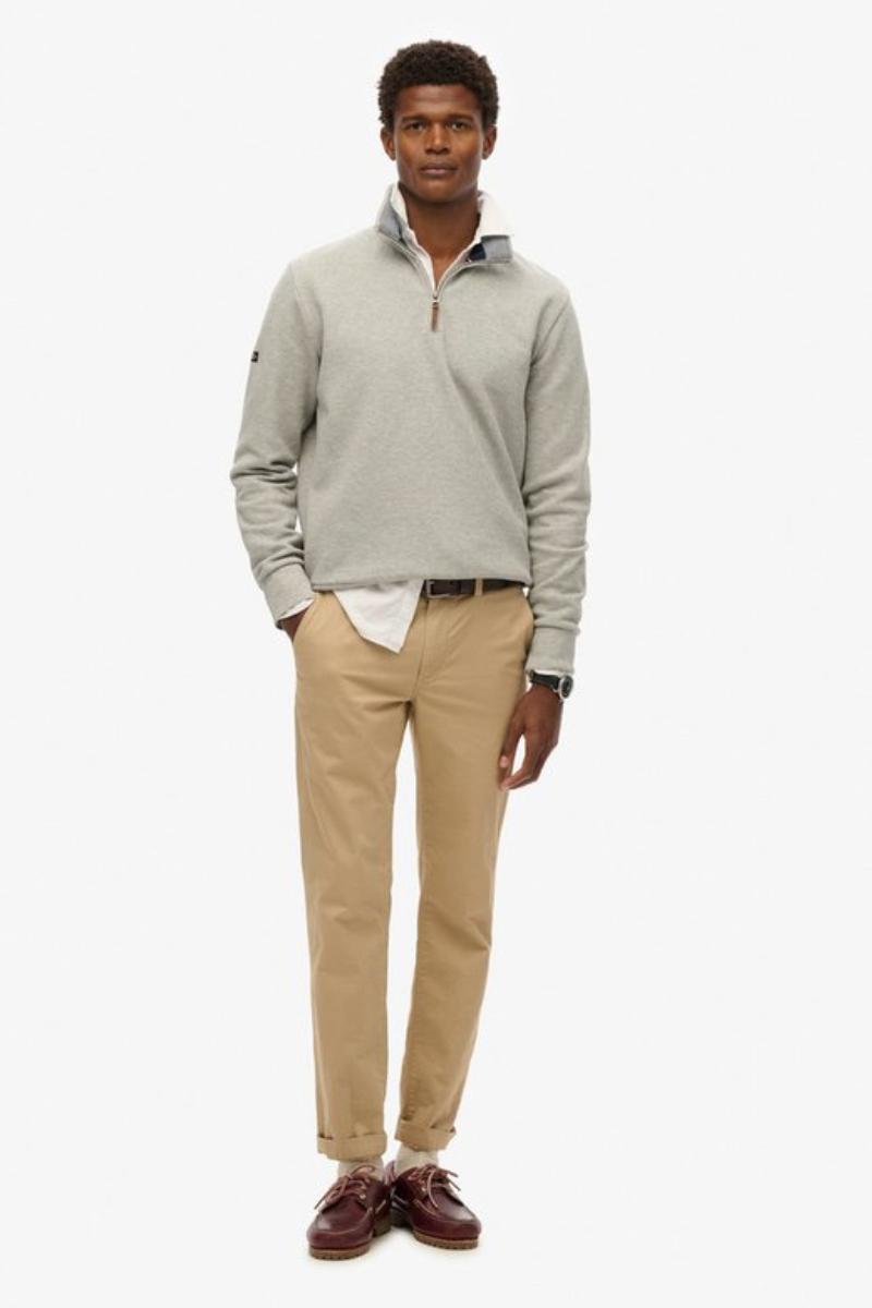 Superdry Core Pique Henley Grey