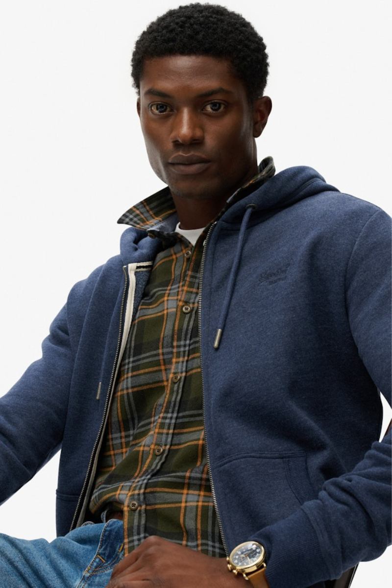 Superdry Ess Logo Zip Hoodie Heritage Navy