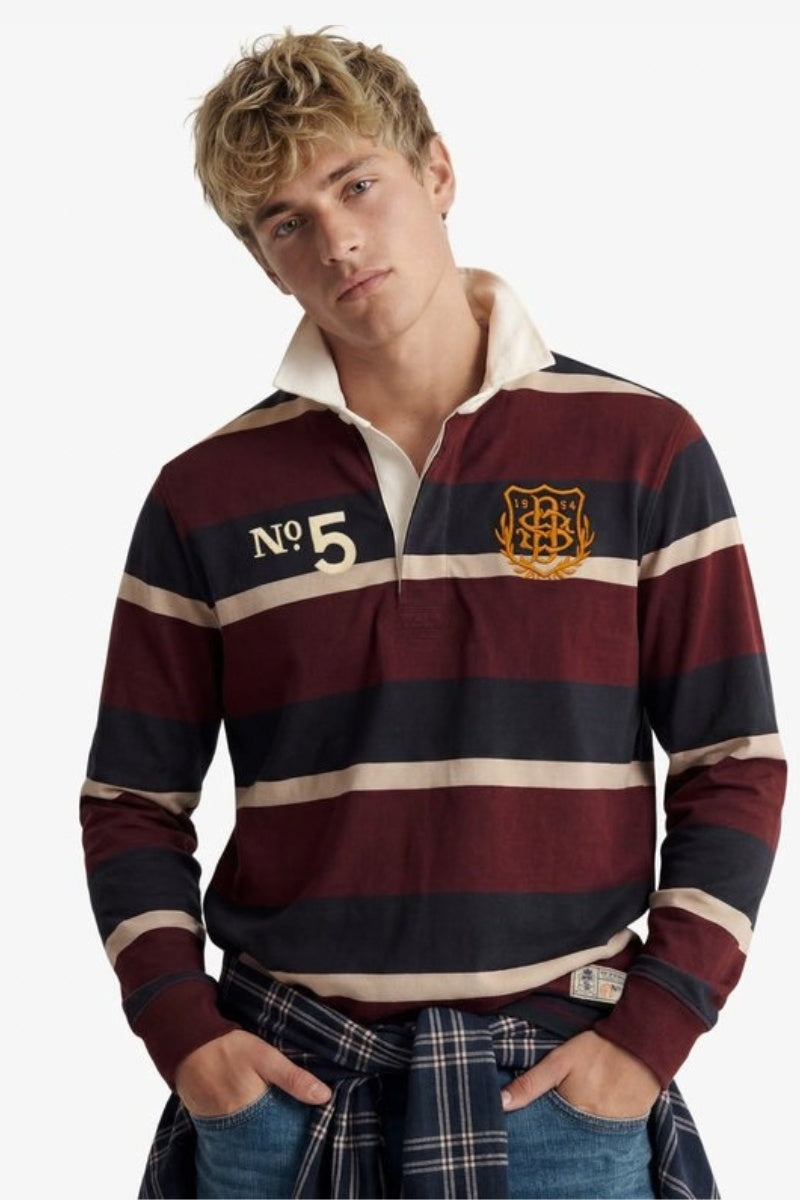 Superdry Double Emblem Rugby Poloshirt Port Navy