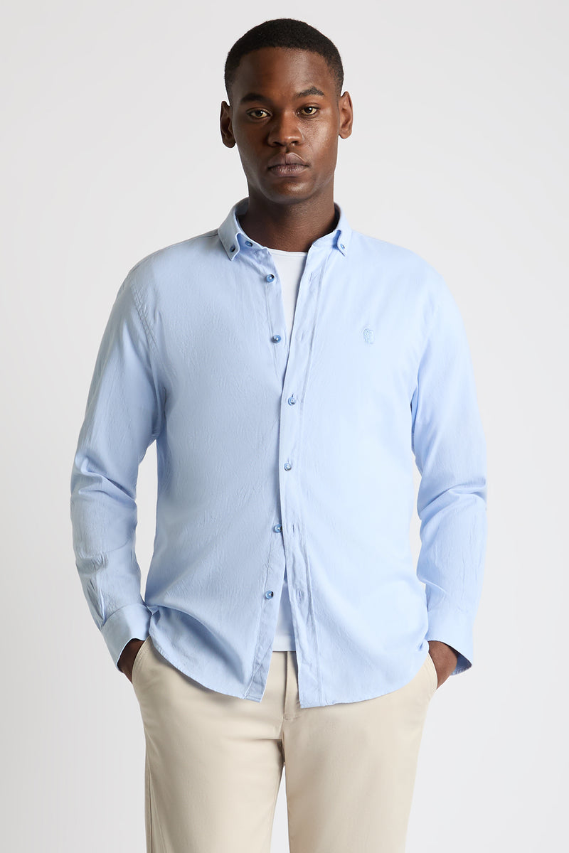 Remus Uomo 13961 Tapered Fit Oxford Cotton Shirt Blue
