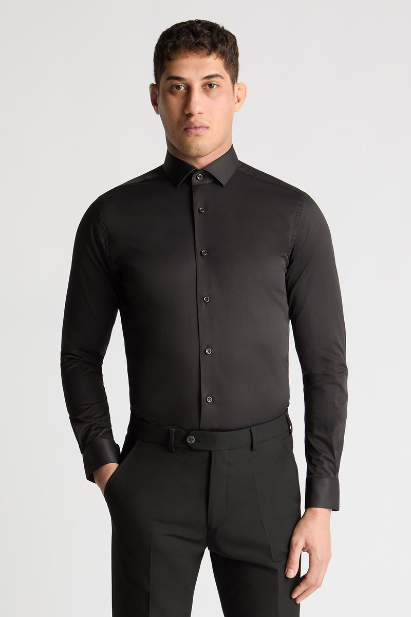 Remus Uomo 18625 Slim Fit Cotton Stretch Shirt Black