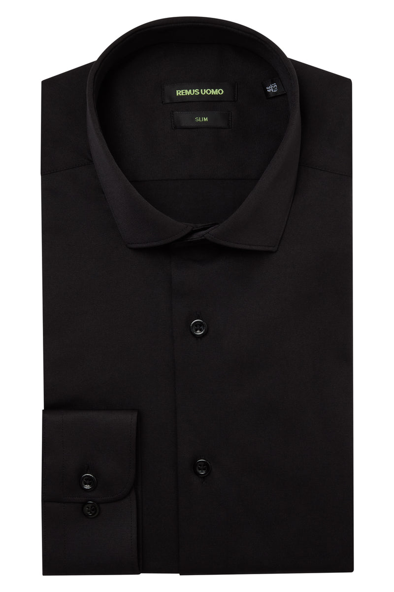 Remus Uomo 18625 Slim Fit Cotton Stretch Shirt Black