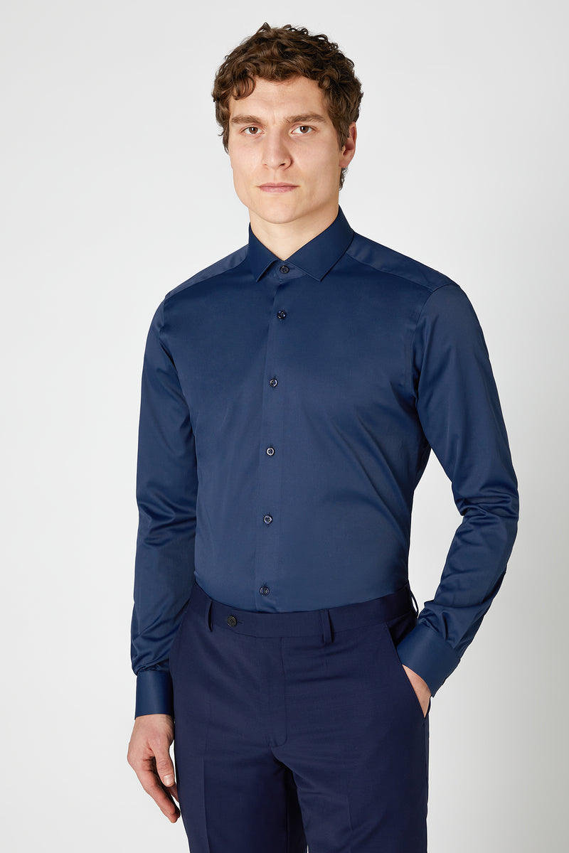 Remus Uomo 18625 Slim Fit Cotton Stretch Shirt Navy