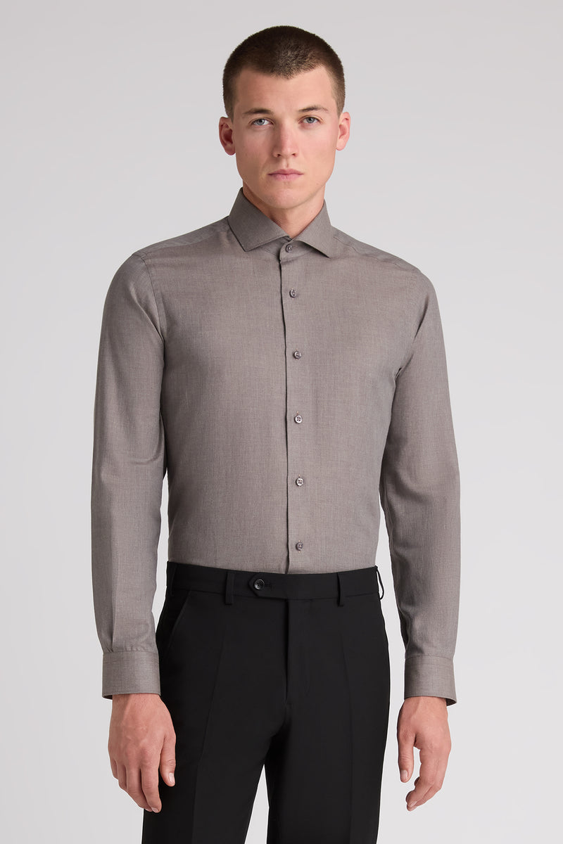 Remus Uomo 18757 Tapered Fit Cotton Shirt Light Brown