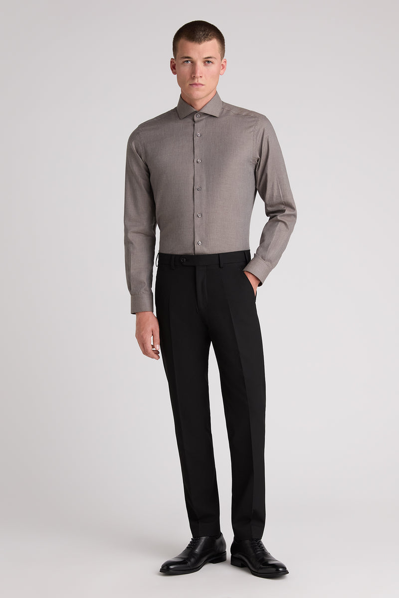 Remus Uomo 18757 Tapered Fit Cotton Shirt Light Brown