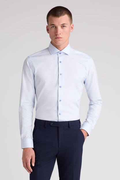 Remus Uomo 18760 Slim Fit Patterned Cotton Shirt Light Blue