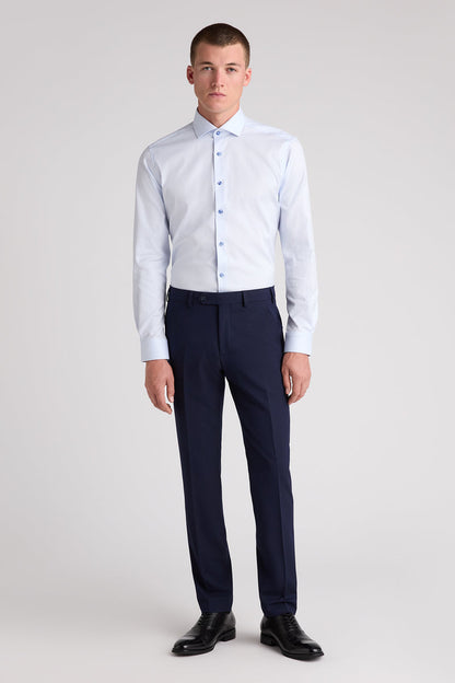 Remus Uomo 18760 Slim Fit Patterned Cotton Shirt Light Blue