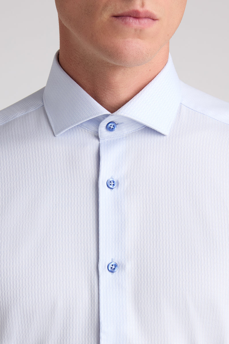 Remus Uomo 18760 Slim Fit Patterned Cotton Shirt Light Blue