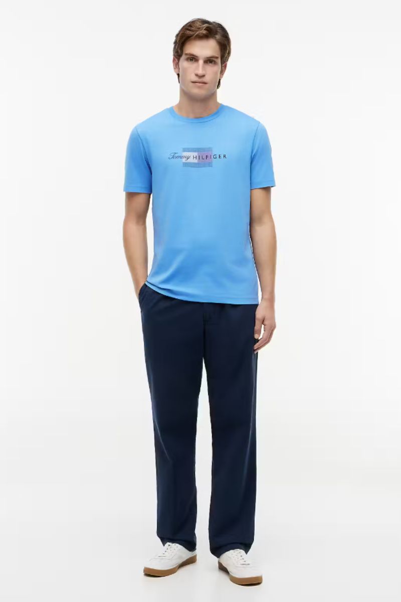Tommy Hilfiger Script Flag T-Shirt Blue