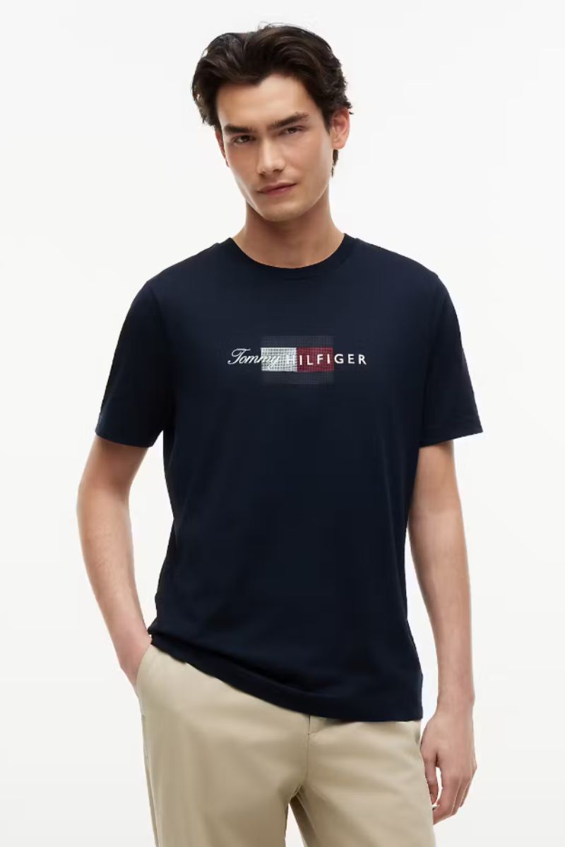 Tommy Hilfiger Script Flag T-Shirt Navy