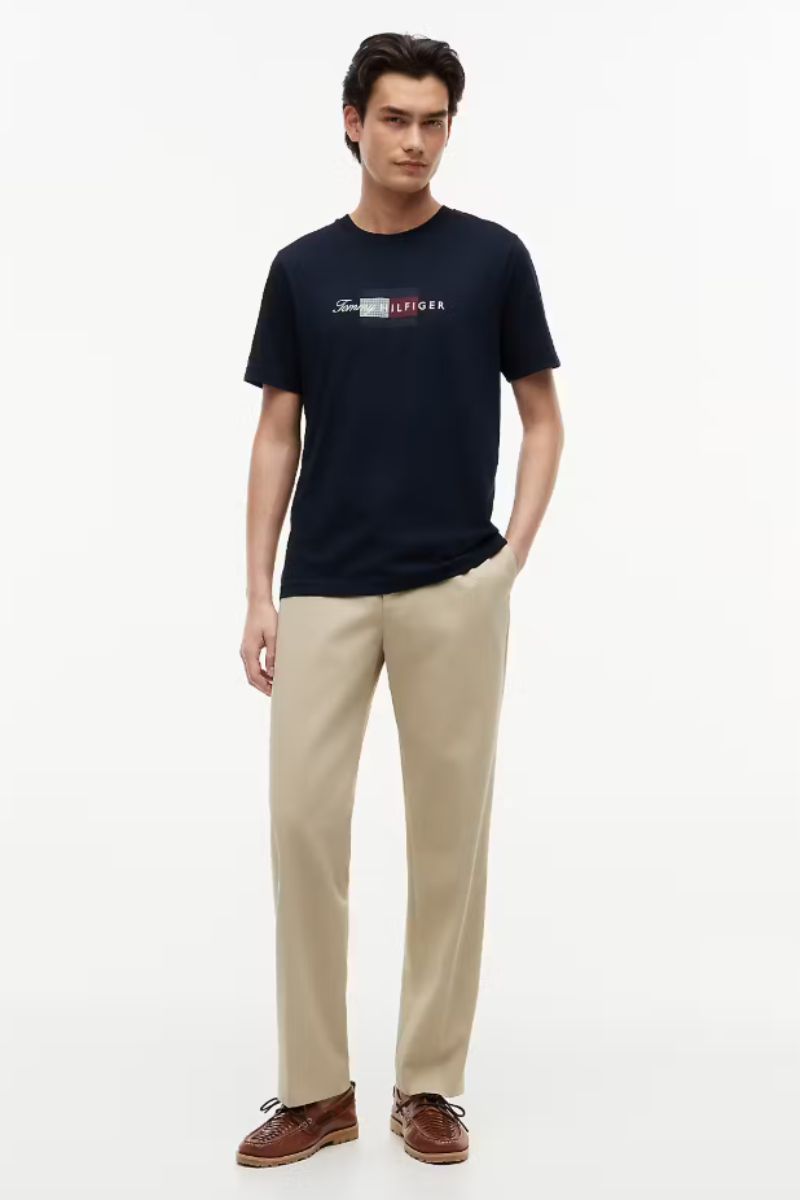Tommy Hilfiger Script Flag T-Shirt Navy