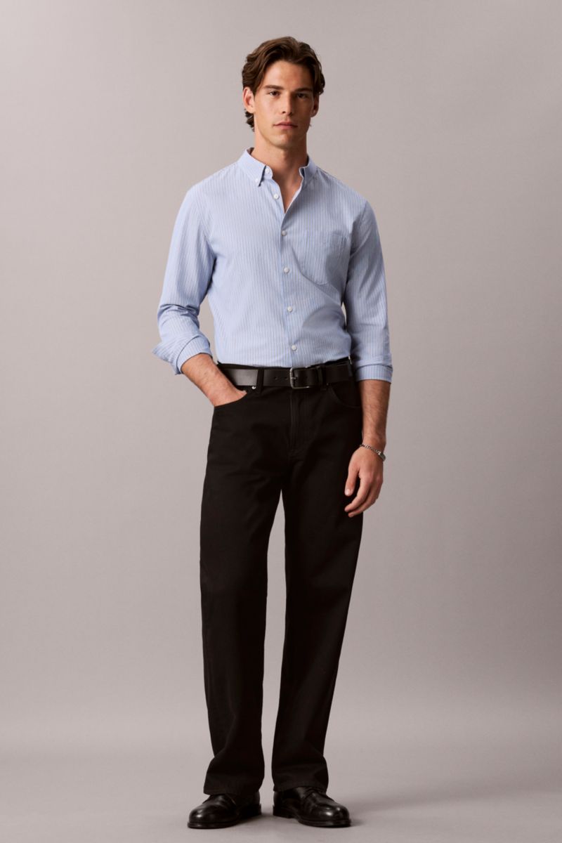 Calvin Klein 1255 Classic Fit Solid Oxford Shirt Estate Blue