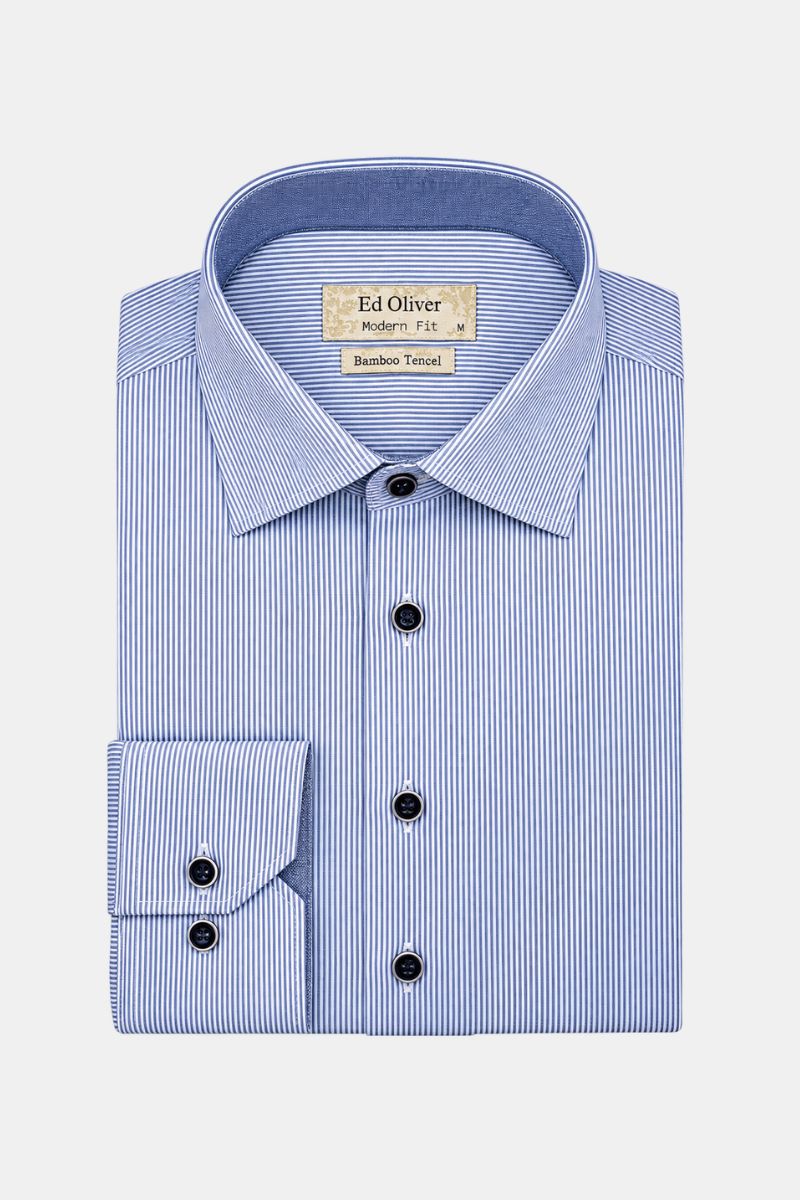 Ed Oliver Modern Fit Shirt Blue Stripe