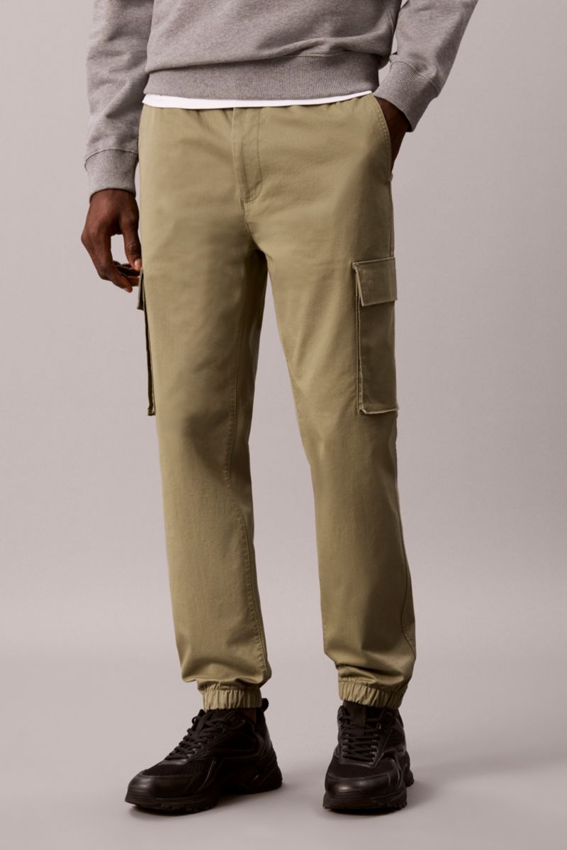 Calvin Klein 608G Skinny Fit Comfort Cotton Cargo Trousers Deep Lichen Green
